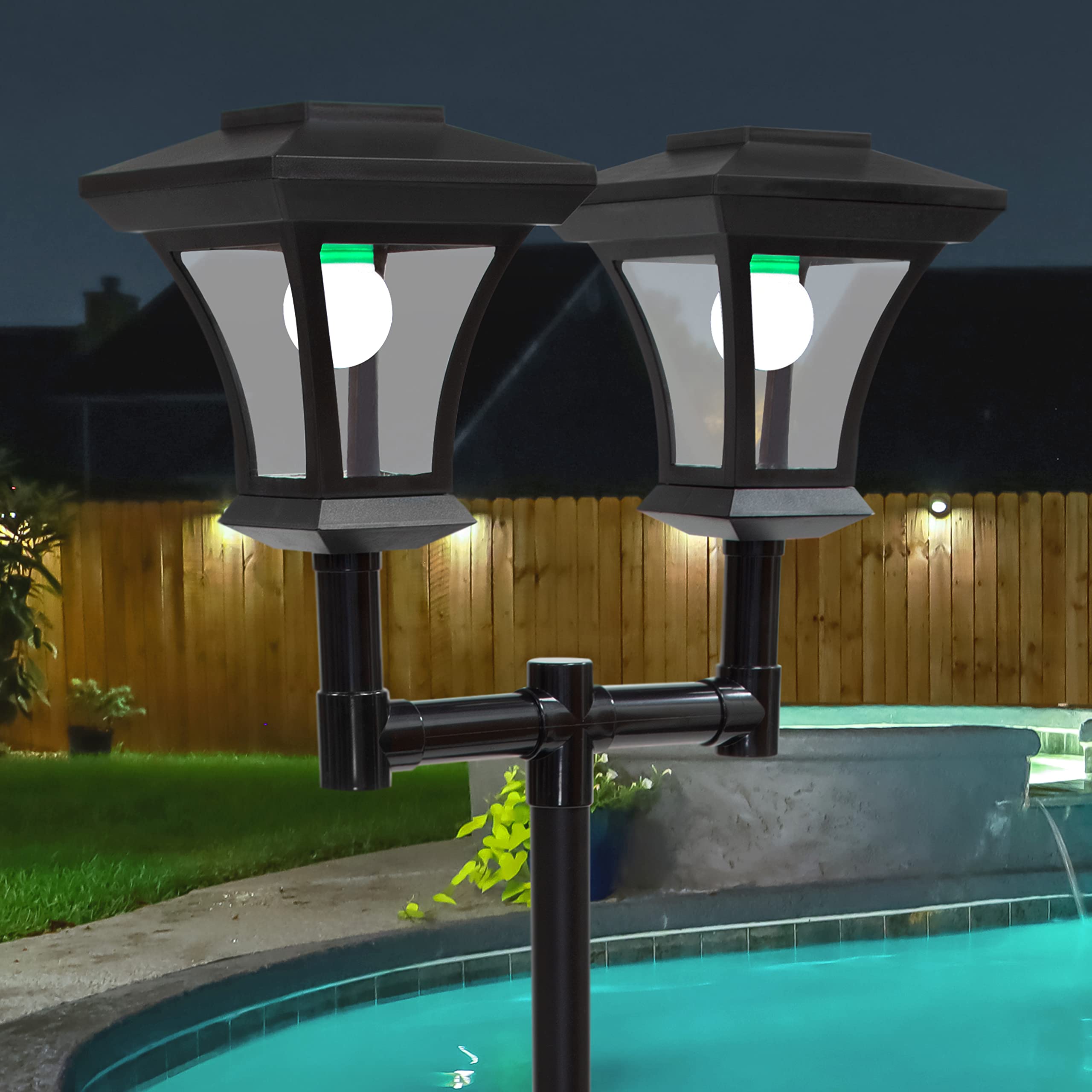GardenKraft 19510 - Lampada da Giardino a energia Solare, 1,7 m di Altezza, Illuminazione Decorativa per Esterni, 12 luci LED Bianche Luminose, Resistente alle intemperie