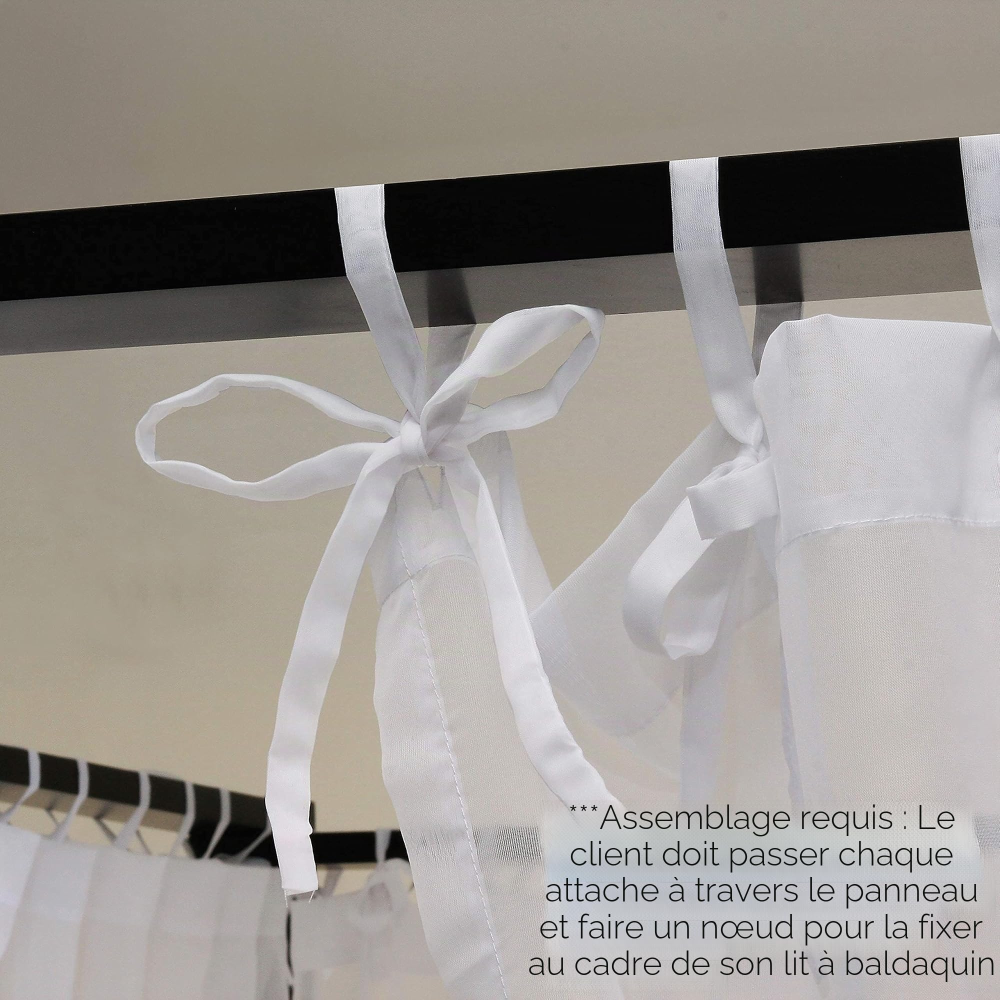 Royale Linens Ensemble de Rideaux de lit Canopy en Polyester, Blanc, Taille Unique