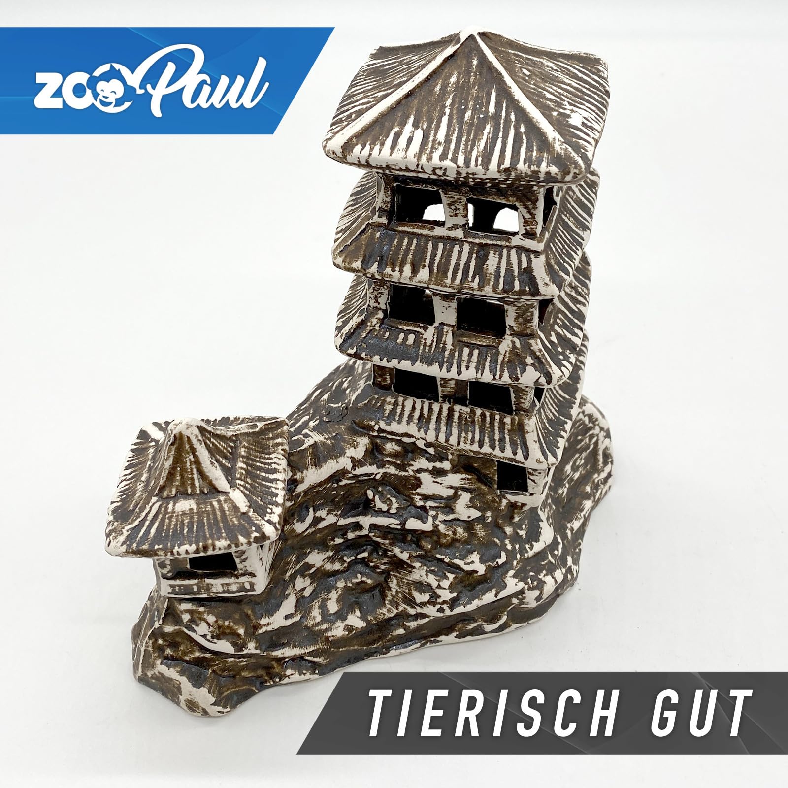ZooPaul Décoration en céramique pour aquarium, terrarium, temple, maison, bâtiment, grand