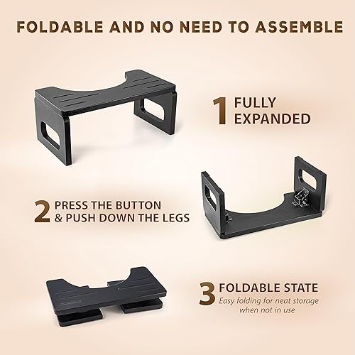 Miniatura 4 de BLUEWEST Taburete de inodoro plegable, taburete de madera de acacia para entrenamiento de orinal, taburete de baño plegable de 7 pulgadas, taburete