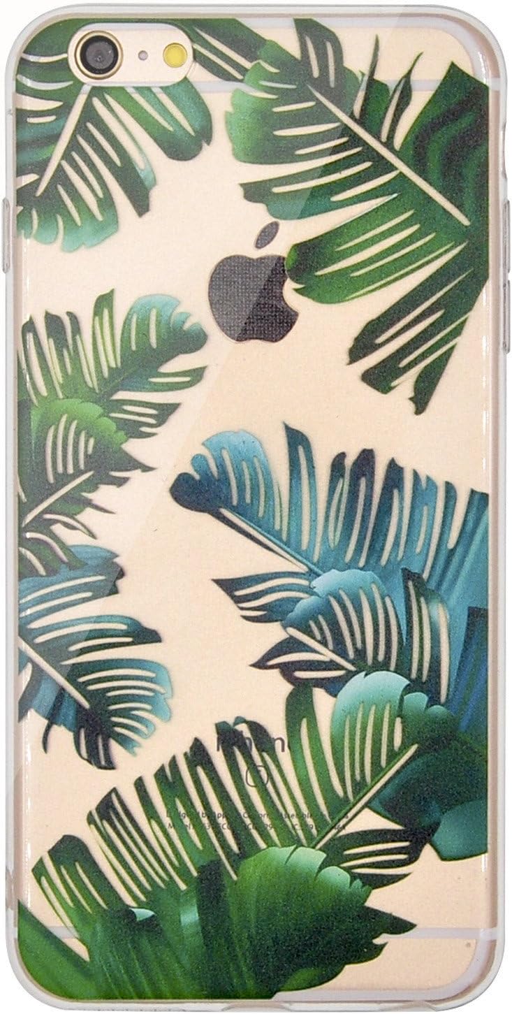 iPhone 6 Plus Case, OFFLY Transparent Creative Pattern Soft TPU Thicker Protective Case for Apple iPhone 6 Plus / 6S Plus - Hawaii Tropical Plants