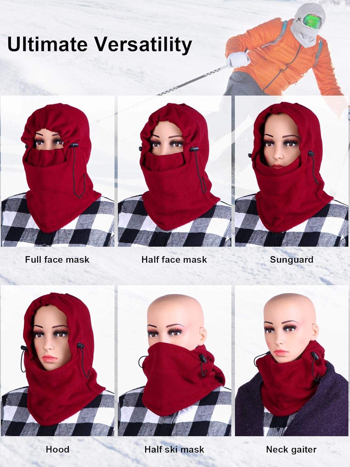 Blulu 3 Pieces Winter Balaclava Ski Mask for Men Women Fleece Thermal Balaclava Face Mask Tactical Heavyweight Balaclava - Image 6