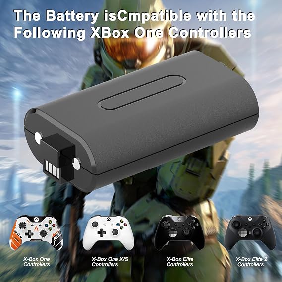 Rechargeable Battery Pack for Xbox One Controllers,2pcs 4440mWh 3.7V Lithium Batteries Xbox Play and Charge Kit USB for Xbox 1 Controller(Black)