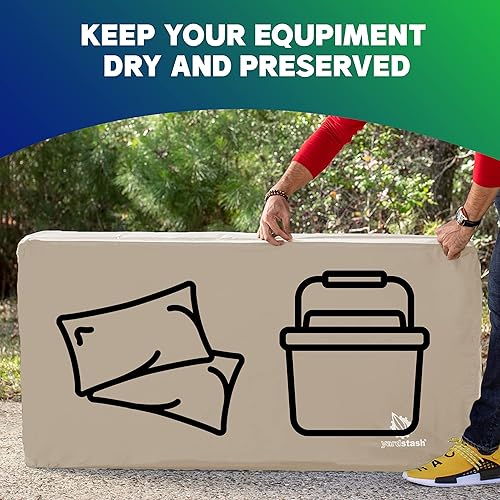 Miniatura 7 de YardStash Cubierta para caja de cubierta – Resistente e impermeable para almacenamiento de cojines al aire libre y cajas grandes – Protege de la