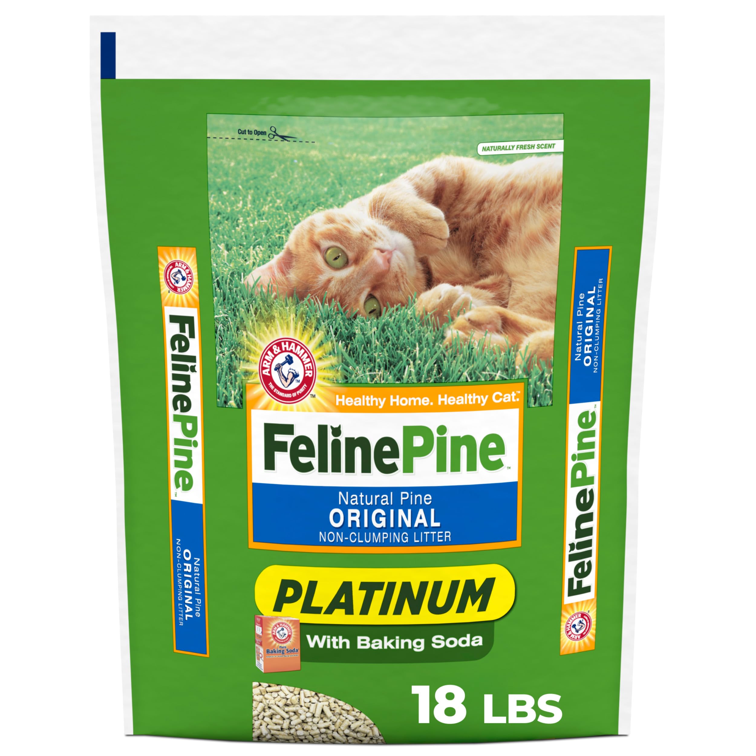 Feline Pine Platinum Non-Clumping Cat Litter, Feline Pine Cat Litter 18lb