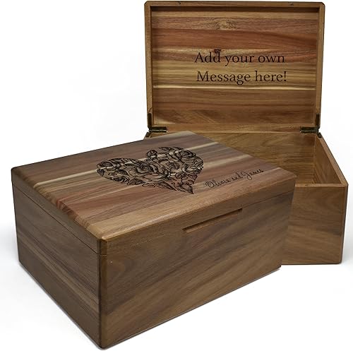 Miniatura 29 de Caja de madera grabada personalizada grande – Caja de recuerdo de madera de acacia con mensaje oculto personalizado, cajas de memoria de nogal para