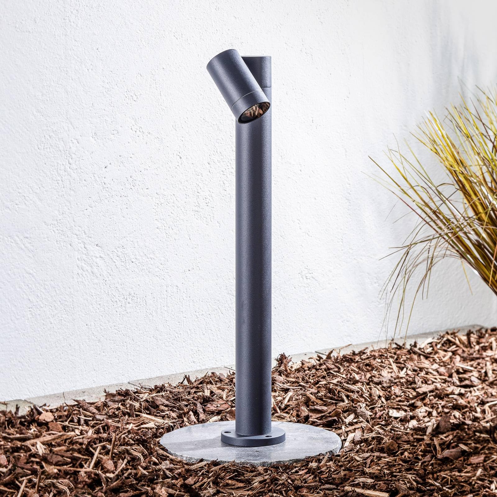 Tulimar lampa zewnętrzna o zmiennej intensywności (nowoczesna) w kolorze czarnym aluminium (1 lampa, do GU10), zacisk oświetleniowy do cokołu