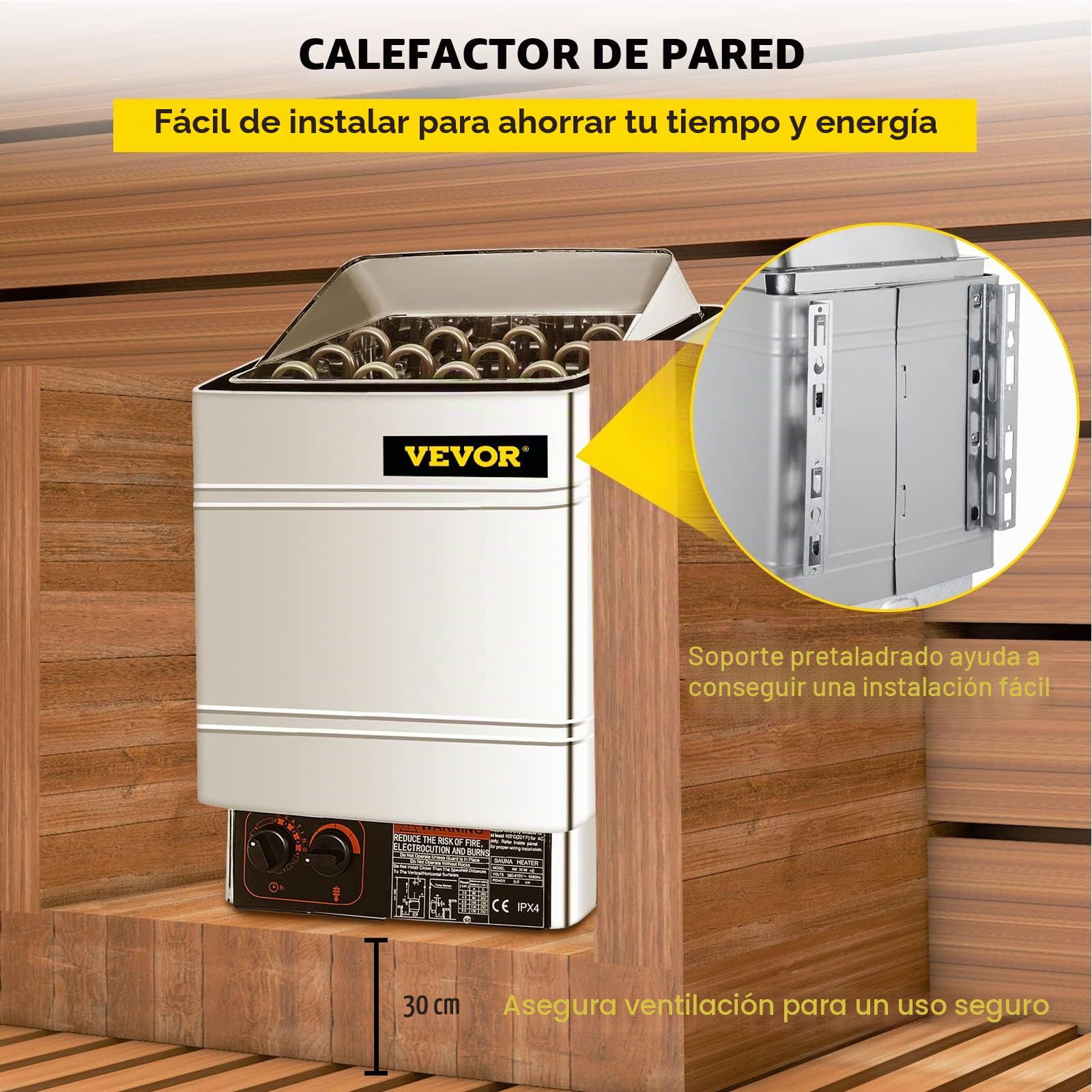 Estufa eléctrica para sauna 9kw con control termostático integrado 380-415V Sauna Heater