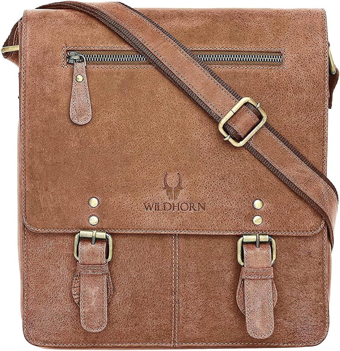 WILDHORN® Leather Messenger Bag for Men I Multipurpose Bag I Office Bag I DIMENSION : L-11.5 inch W-3 inch H-13.5 inch