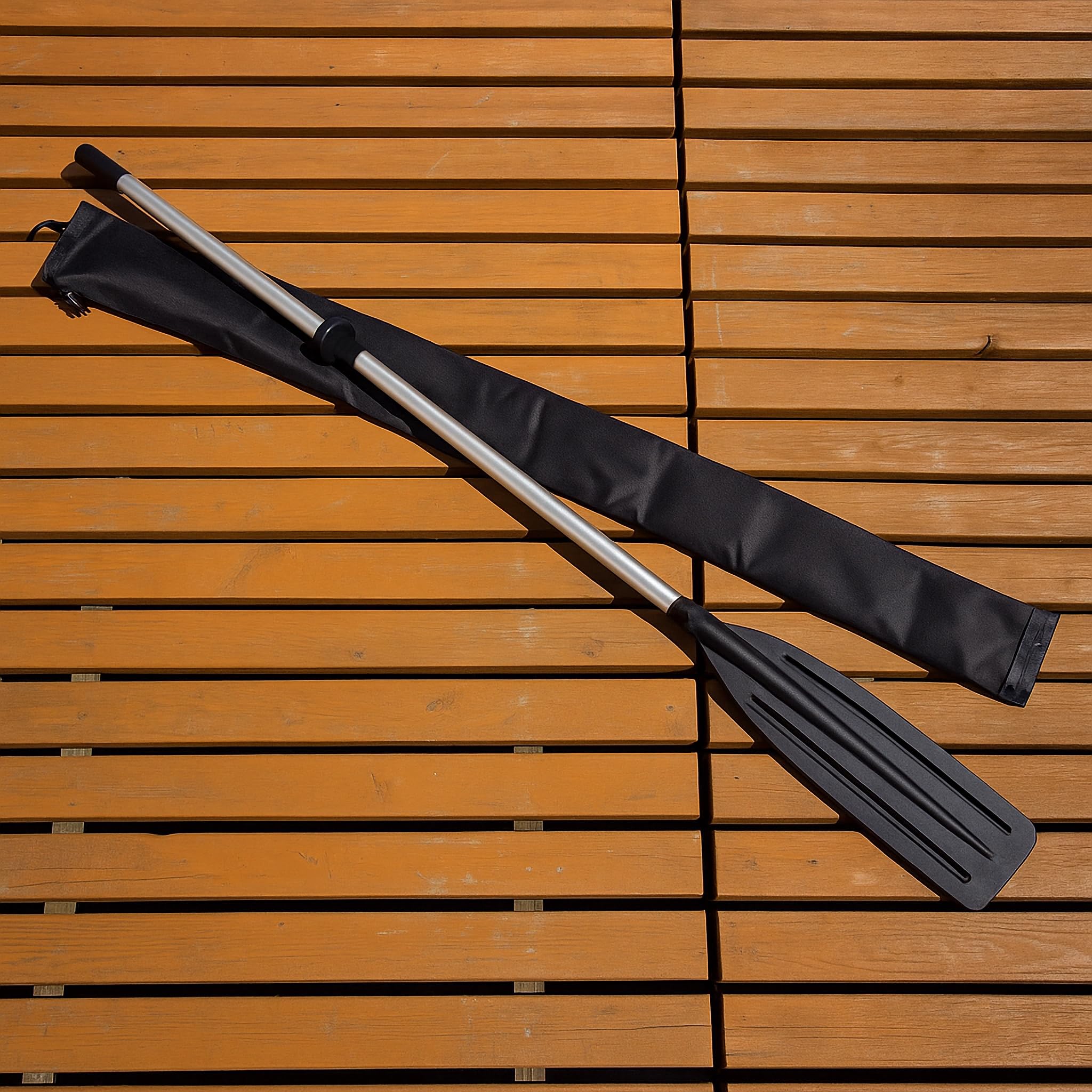 Aluminium Ruder Set John Paddle 2-teilig mit Manschette 45 mm, Ruderdollen & Tasche – leicht & korrosionsbeständig, ideal für Ruder- & Rettungsboote