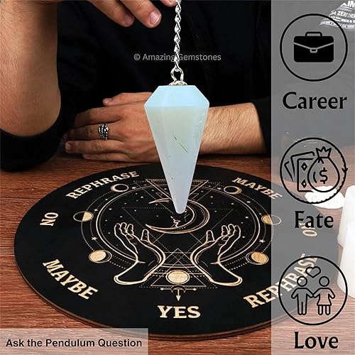 Miniatura 6 de Increíble péndulo de cristal de piedras preciosas para la adivinación Collar de péndulo con cadena de chakras y bola de cristal para curación Reiki