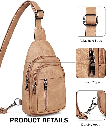 Miniatura 6 de MASINTOR Bolso bandolera para mujer - Riñonera cruzada con cuero vegano - Mochila ajustable para viajes