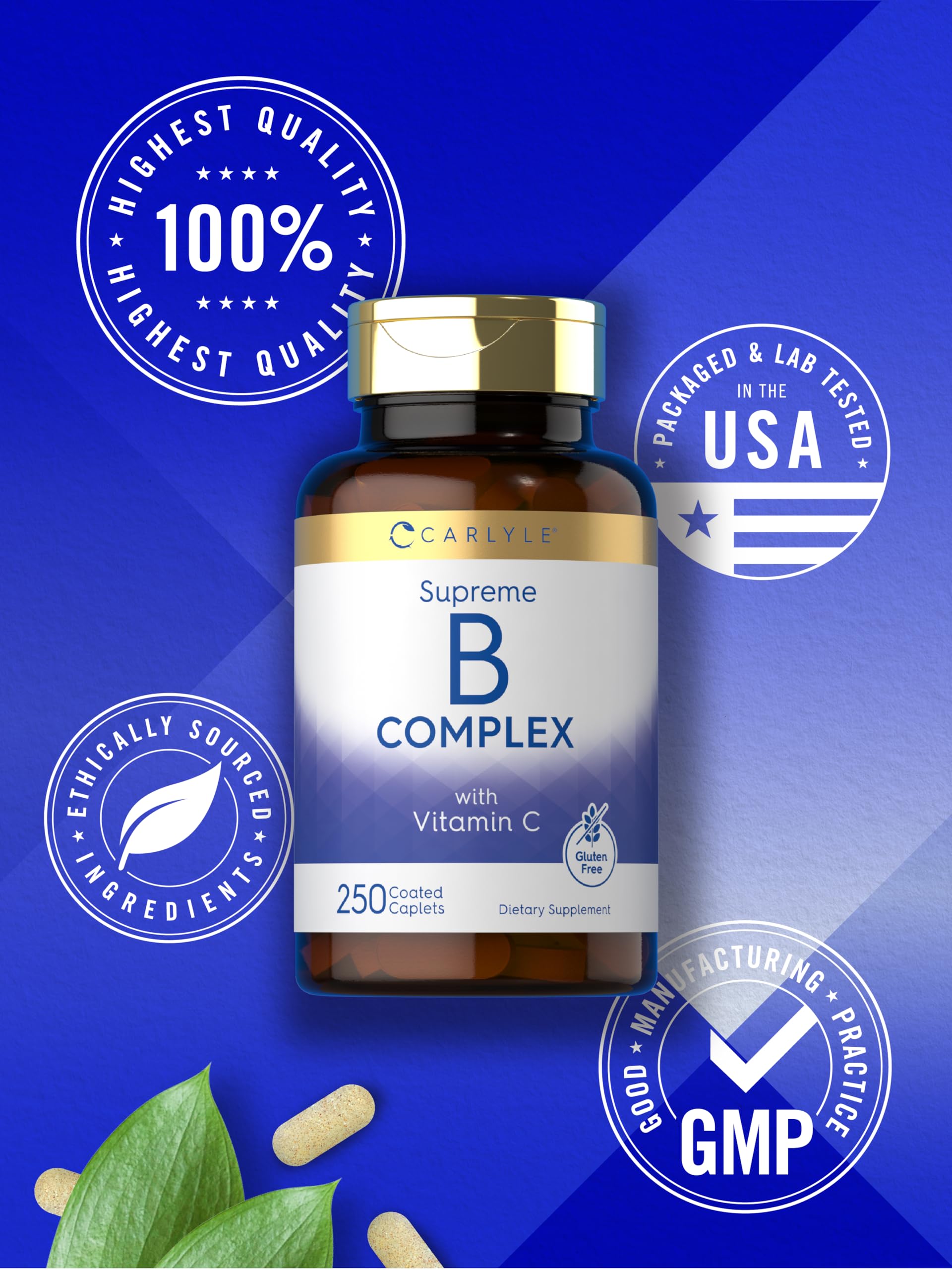 Carlyle B-Complex with Vitamin C & Folic Acid | 250 Caplets — Amazon image 6
