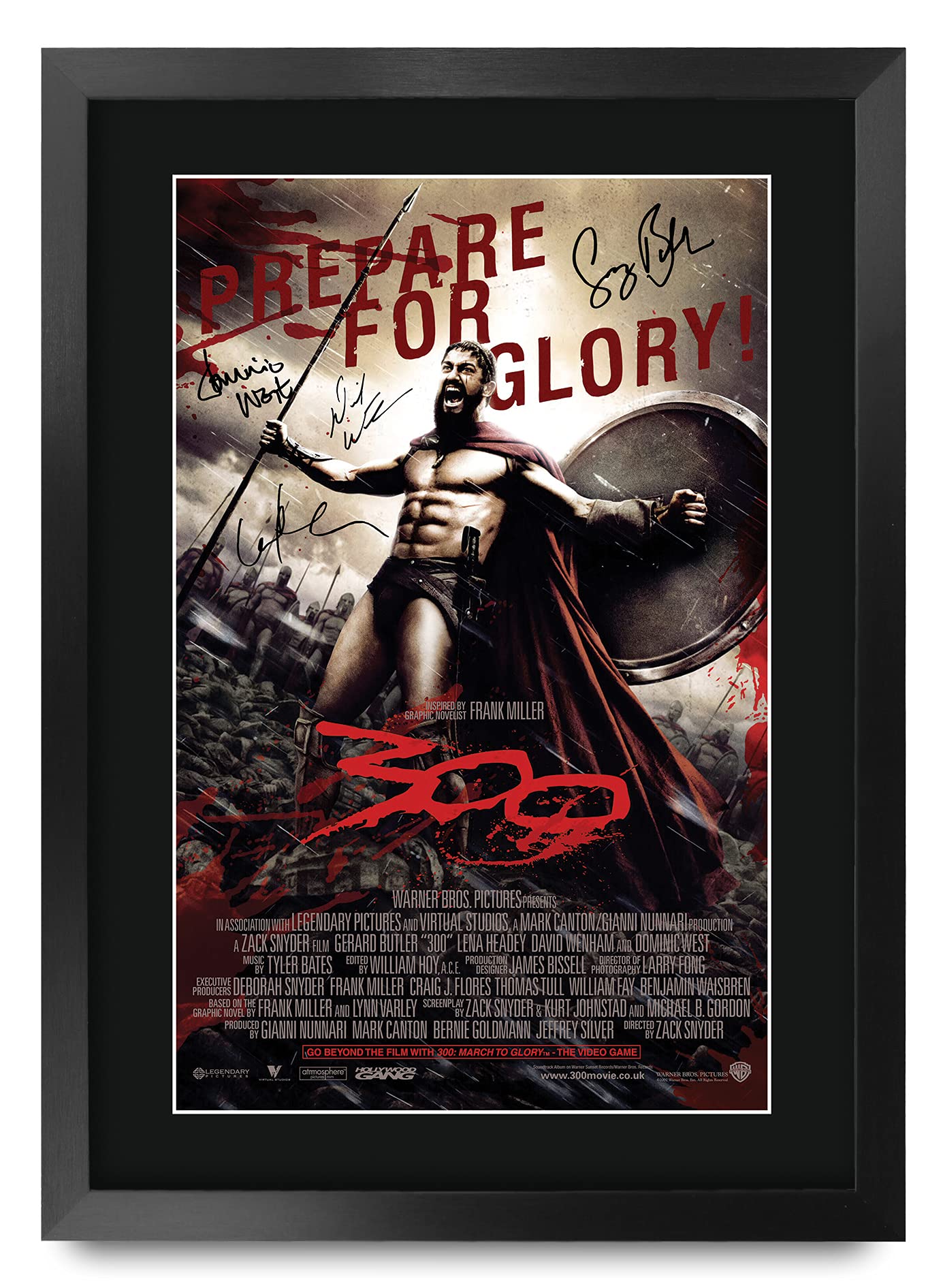 HWC Trading Gedrucktes Poster, Autogramm, A3, 300 Gerard Butler, signiert, für Film-Fans, gerahmt, A3