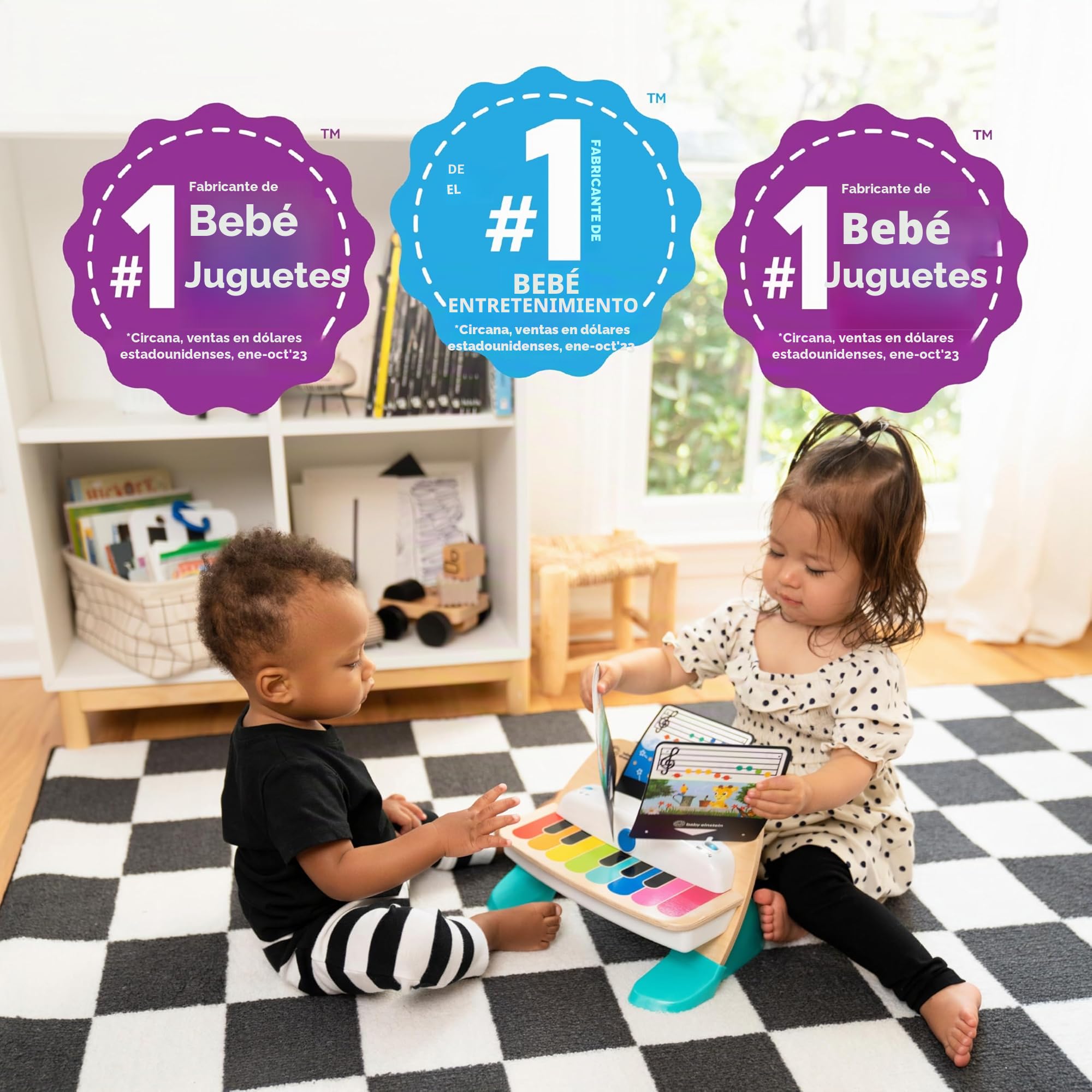 Baby Einstein, Hape, Piano Magic Touch, Juguete Musical de Madera, Incluye 3 partituras y 6 Canciones, Volumen Ajustable, a Partir de 6 Meses, Be Piano, 1 Unidad (Paquete de 1)