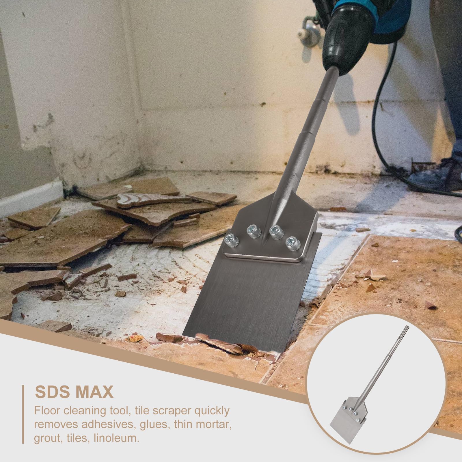 CPROSP Scalpello SDS MAX 620x150mm, Scalpello per Piastrelle, per la Rimozione di Rivestimenti e Pavimenti in Combinazione con Attrezzature di Demolizione