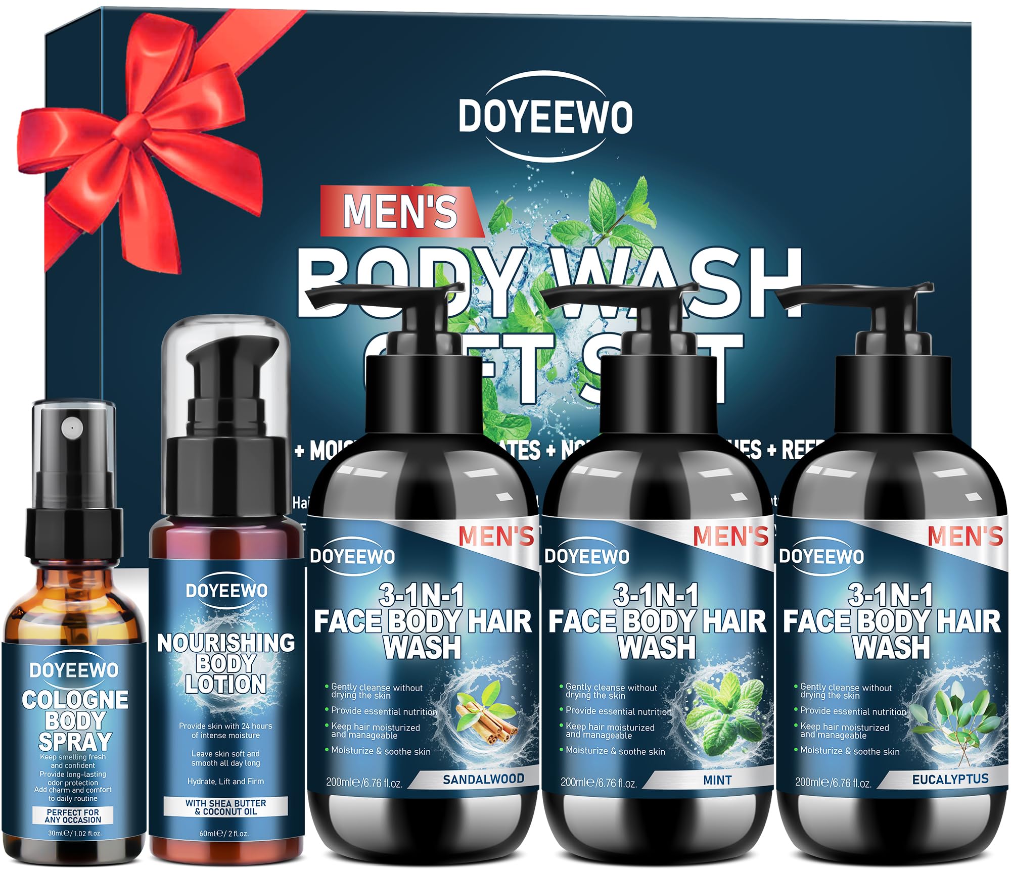 Gifts for Men, Mens Body Wash Bath Gift Set, Cleanses, Hydrates, Nourishes Skin,Christmas Gift Baskets Self Care Package Stocking Stuffers Birthday Valentines Gifts for Men Him Boyfriend Husband Dad