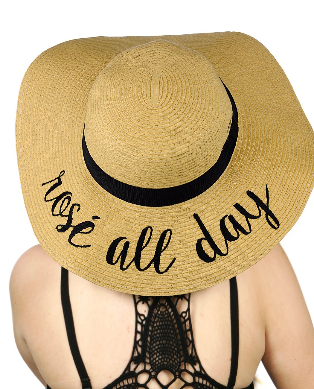 C.C Fun Verbiage Elegant Wide Brim 4" Summer Derby Beach Pool Floppy Dress Sun Hat