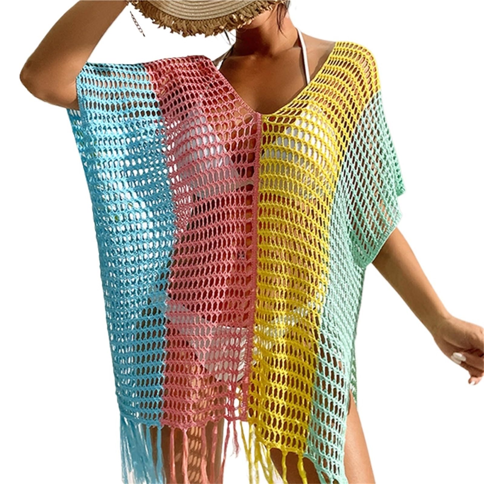 Vestido Playero Tipo túnica for Mujer, Ropa de Playa, Verano Tejida