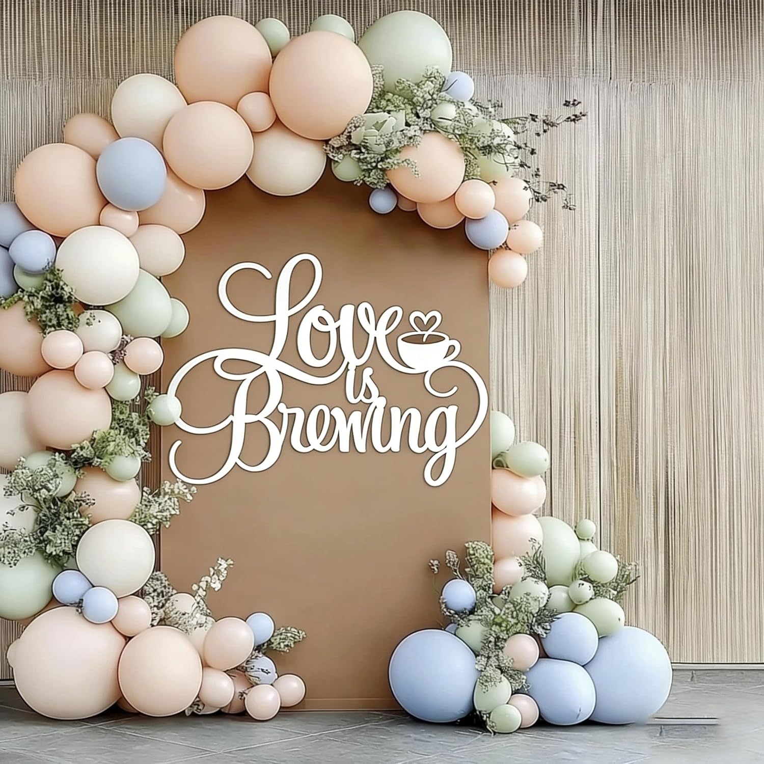 Love is Brewing Sign for Backdrop,Wooden Wedding Party Wall Decorations for Bridal Shower,Engagement Party,Coffee Themed Photo Booth Decor