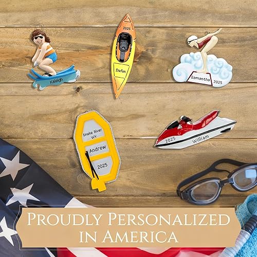 Miniatura 6 de Adorno personalizado de tabla de remo 2025 Personalización gratuita las 24 horas Adornos de Navidad deportivos grabados con láser para árbol