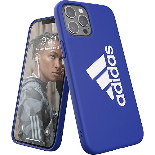 adidas Case Designed for iPhone 12 Pro Max 6.7, Sports Iconic, Drop Tested Cases, Shockproof Raised Edges, Sports Protective Case, Blue