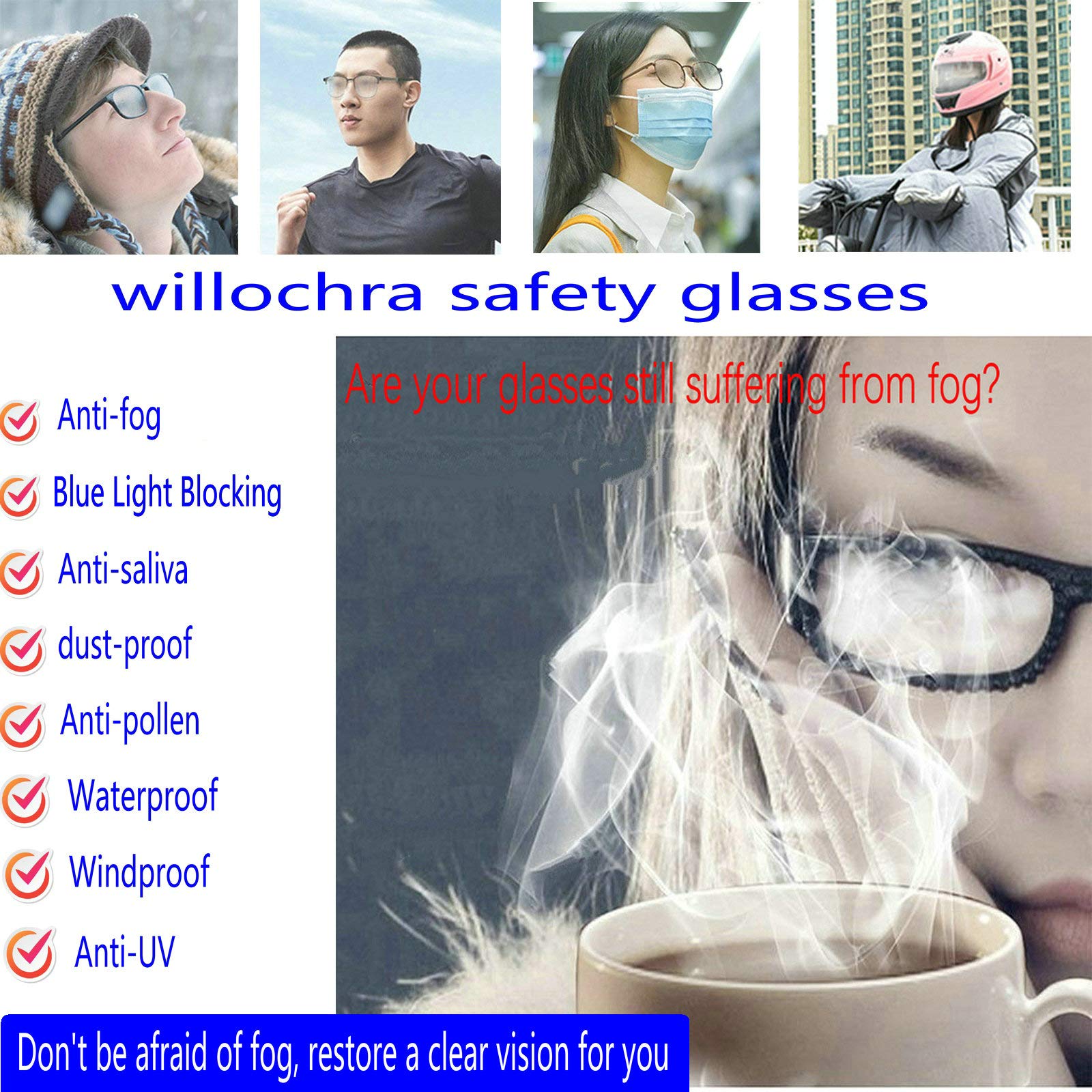 Lot de 2 lunettes de sécurité anti-buée pour femme - Bloque la lumière bleue - Protection des yeux avec protection UV400 (transparent et léopard)