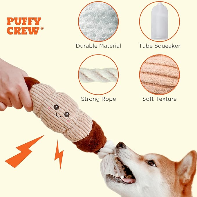 Juguete de Peluche Squeaky para Perros, Colección Bakery Bite_Stick, 12 pulgadas, Croissant Grande miniatura 3