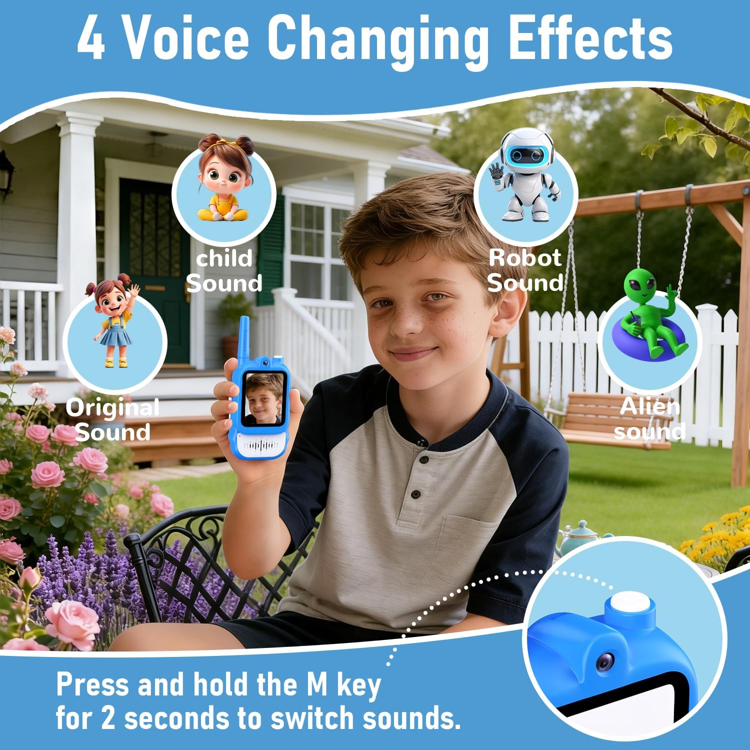 Lapare Video Walkie Talkies for Kids, 2 Pack Rechargeable Walkie Talkies with HD Color Screen, Real-time Video, Outdoor Camping Toys & Birthday Gifts for Boys Age 3-8