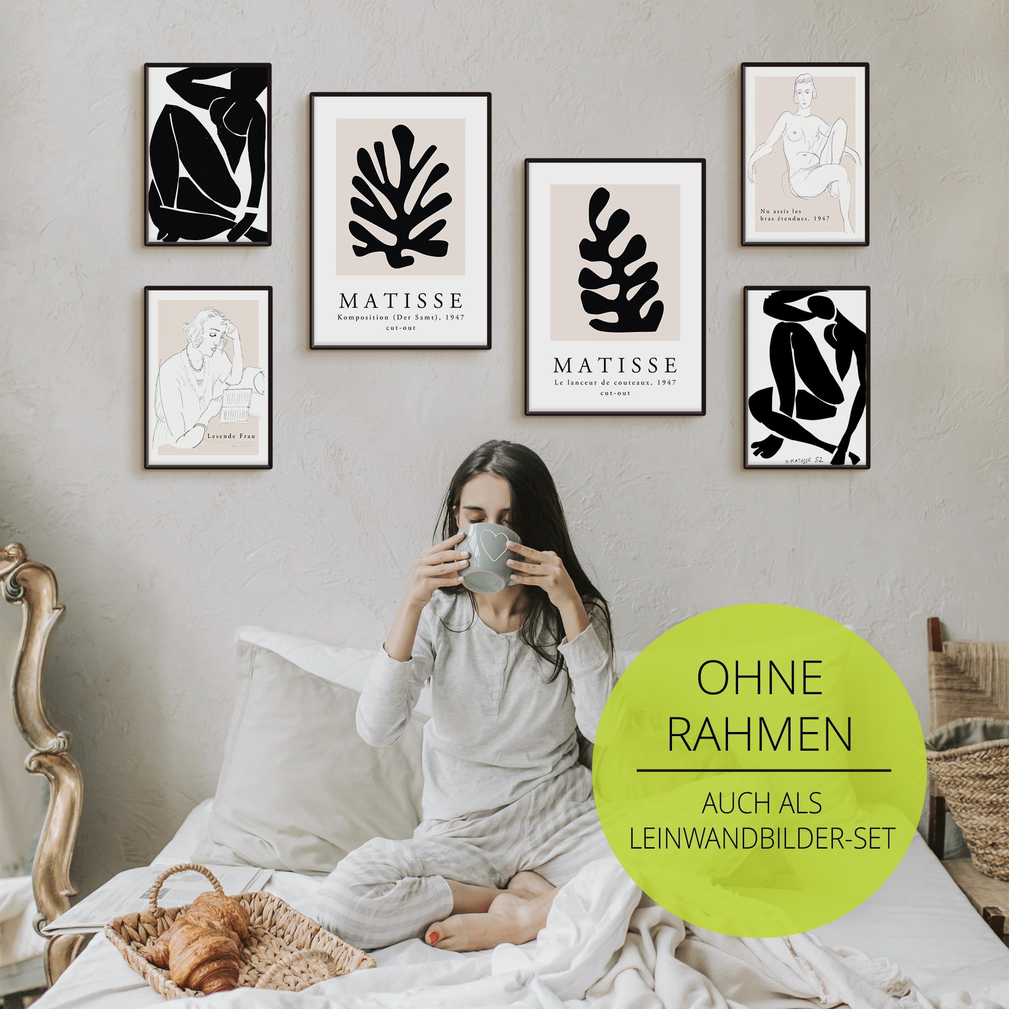 ARTLAND Poster Set 6tlg. 4xDIN A4 / 2xDIN A3 OHNE RAHMEN Matisse Art Collage schwarz