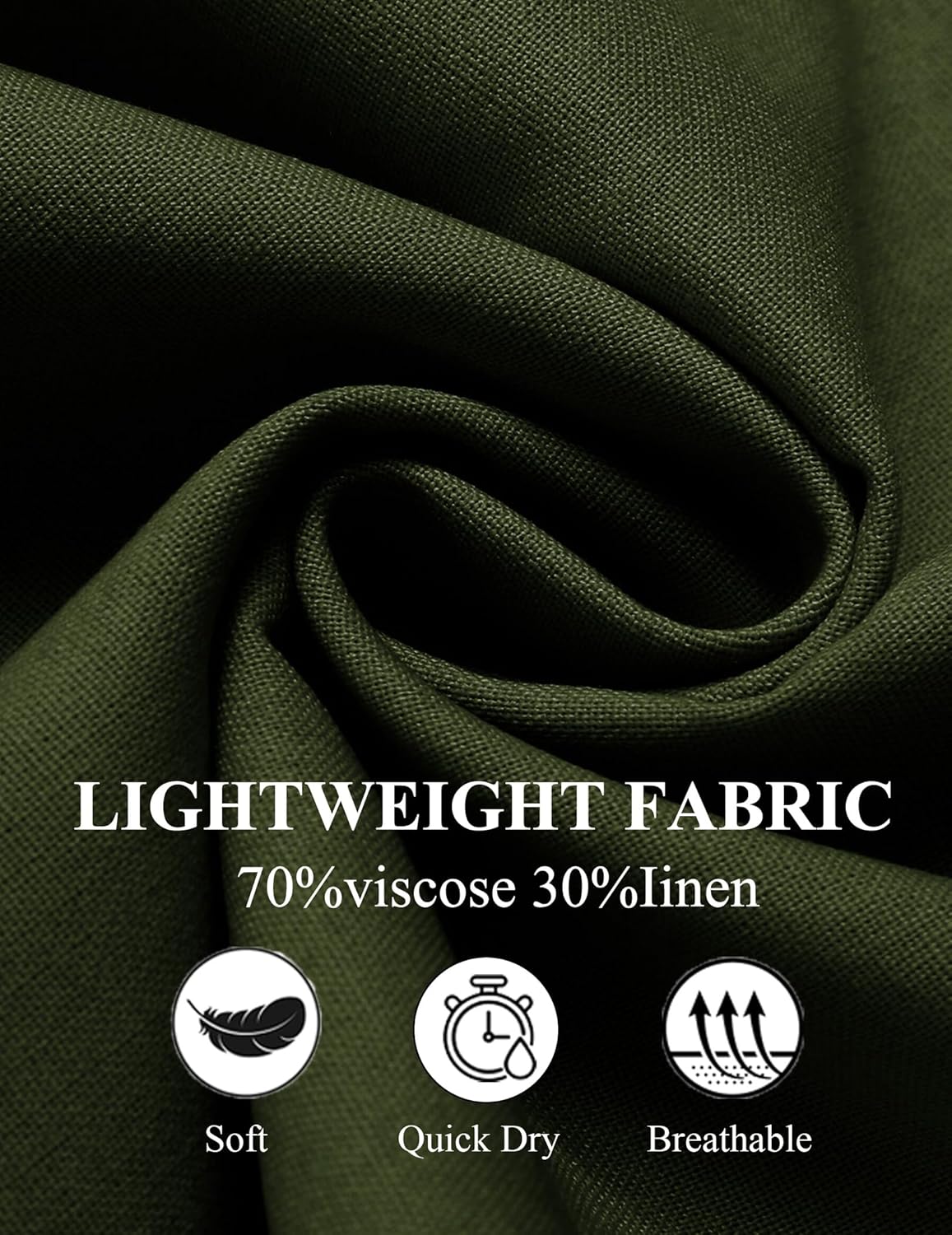 COOFANDY Men's Linen Harem Capri Pants Lightweight Loose 3/4 Shorts Drawstring Elastic Waist Casual Beach Boho Yoga Trousers - Image 6