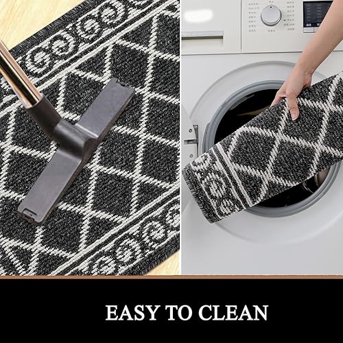 Miniatura 5 de HEBE Juego de 2 alfombras de cocina con corredor, antideslizantes, alfombras de cocina y tapetes lavables, juego de alfombras de cocina para piso,