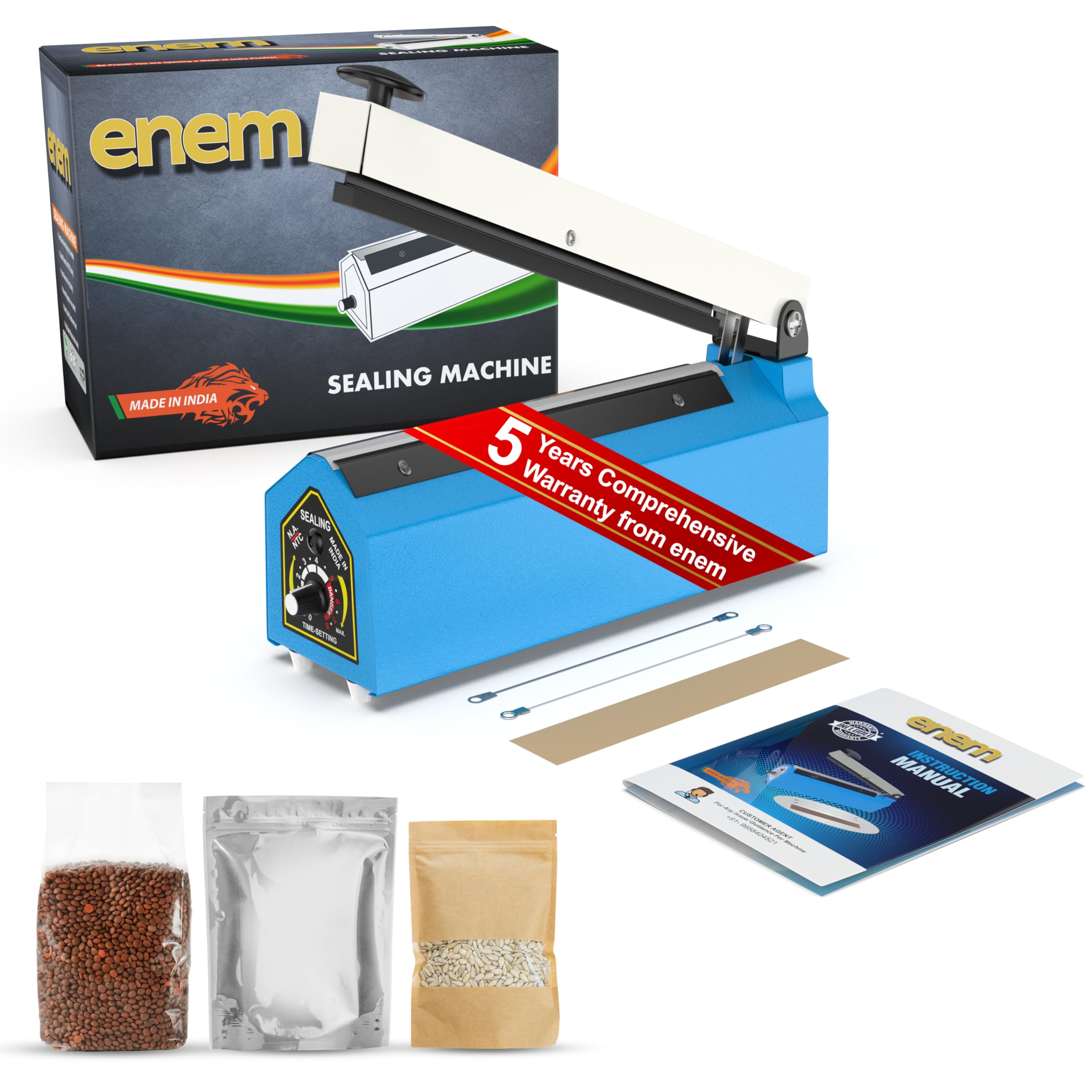 ENEM Sealing Machine for Food Packets, 8 Inch (200 mm), 5 Years Comprehensive Warranty, Packet Sealer Machine, Packing Machine Sealing, Sealing Machine, Full Customer Support from Enem