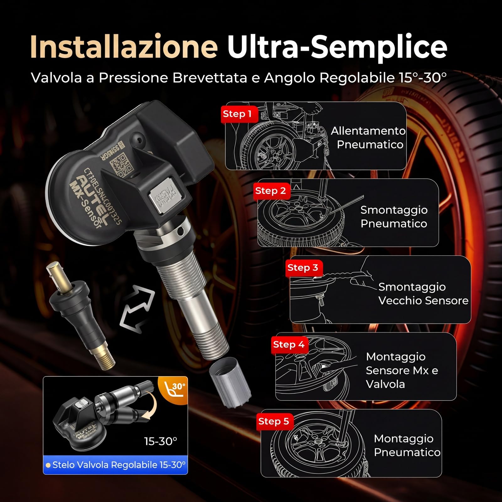 Autel RDKS 2 in 1 MX-Sensor a doppia frequenza, sensori TPMS di livello OE per il 99% delle auto, sensore di pneumatici programmabile al 100%, funziona con TS408S TS501Pro TS508WF TS601 strumento TPMS