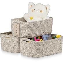 3Pack Small Woven Storage Baskets for Shelves Organizing