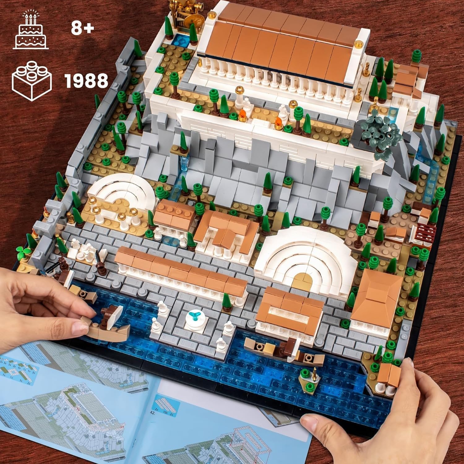Modular Haus Modellbausatz, 1988 Klemmbausteine Akropolis in Athen Architektur Bausteine Bausatz, Konstruktionsspielzeug für Erwachsene, Haus Bauset Kompatibel mit Großen Marken