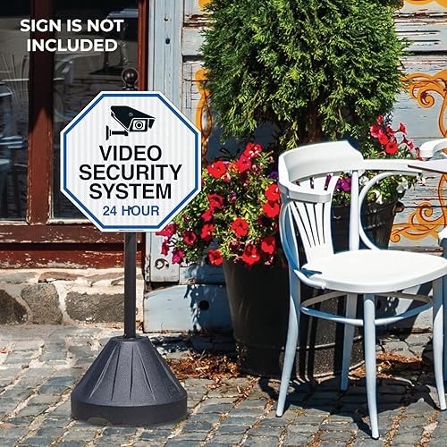 Miniatura 3 de Poste portátil de 48 pulgadas de alto, base negra PP2 Tip'n Roll para tráfico, estacionamiento y letreros de seguridad, se adapta a letreros en dos