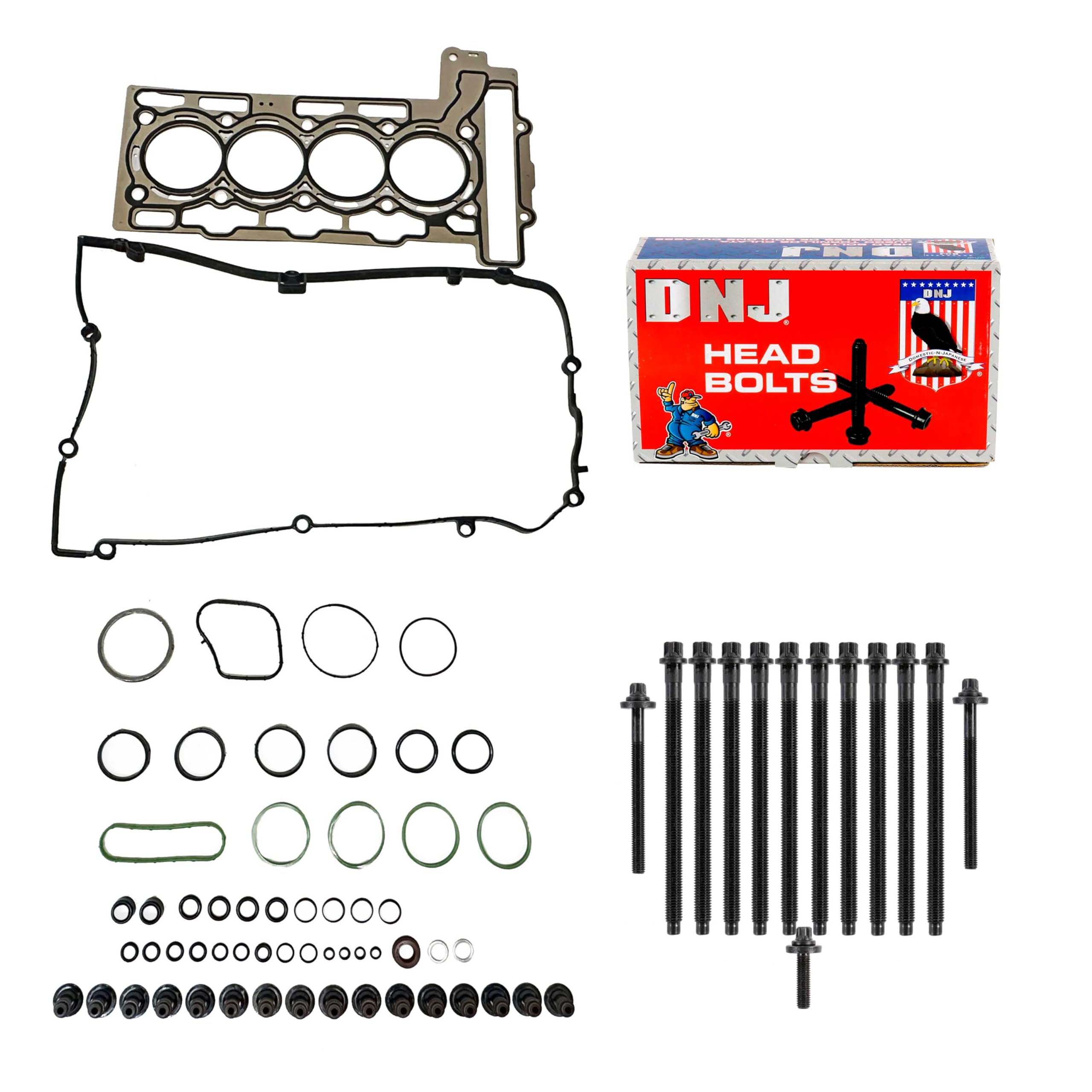 DNJ HGB837 Cylinder Head Gasket Set with Head Bolt Kit For 2011-2016 Mini Cooper Countryman Cooper Turbo Cooper Paceman 1.6L L4 1598cc 16V DOHC