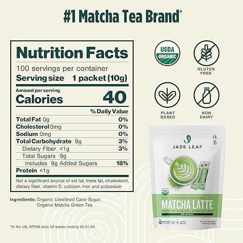 Miniatura 9 de Mezcla de leche matcha de colágeno de hoja de jade endulzado bolsa de 53 onzas