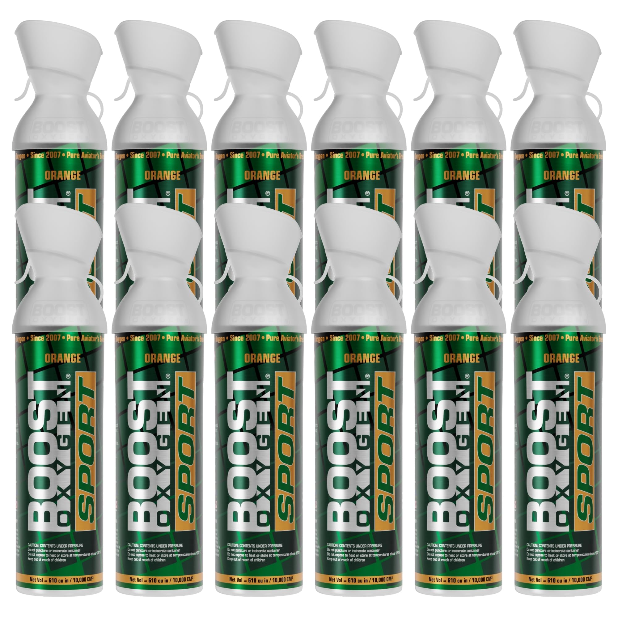 Boost Oxygen Large Sport Orange Aroma 10L Canister | Respiratory Support for Aerobic Recovery, Altitude, Performance & Health (12 Pack)