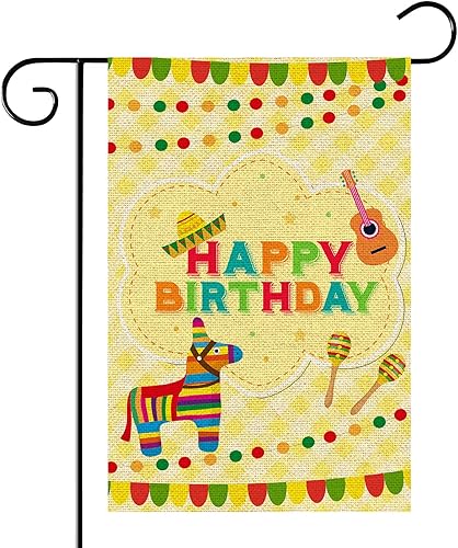 WeBenison Bandera mexicana de feliz cumpleaños para jardín, decoración de fiesta de cumpleaños para patio, casa, césped, fiesta, cumpleaños, puerta