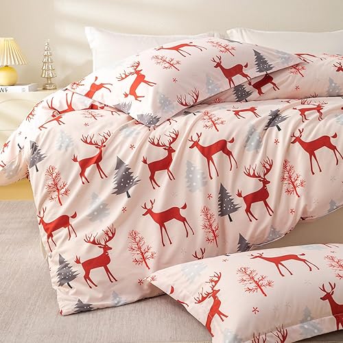 Miniatura 8 de OAITE Funda de edredón tamaño individual  100% algodón, funda de edredón floral de 3 piezas, funda de edredón transpirable con cierre de cremallera