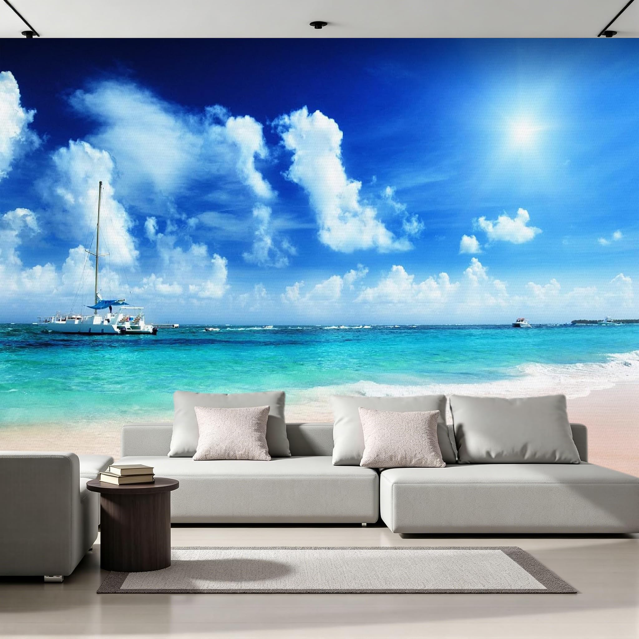 Papier Peint 3D Panoramique : Masquez les imperfections murales avec le décor plage B-299