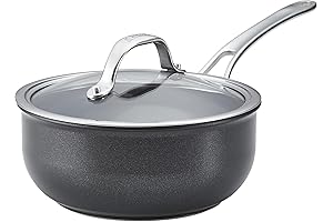 Anolon X SearTech Sear Nonstick Saucier with Lid, 2.5 Quart, Super Dark Gray