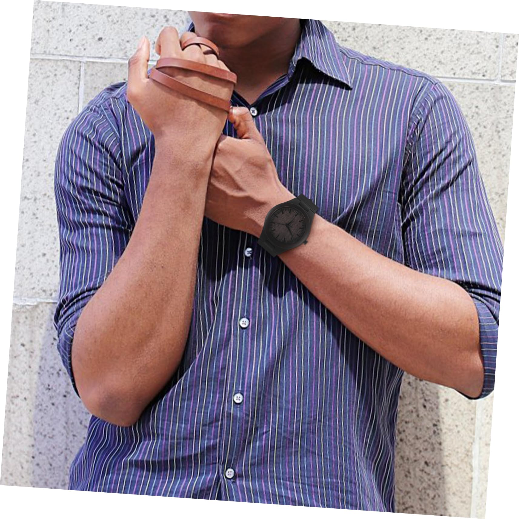Reloj de Madera y Acero Inoxidable para Hombre Correa de Madera, Diseño Único y Ligero, Adecuado para Boda o Graduación
