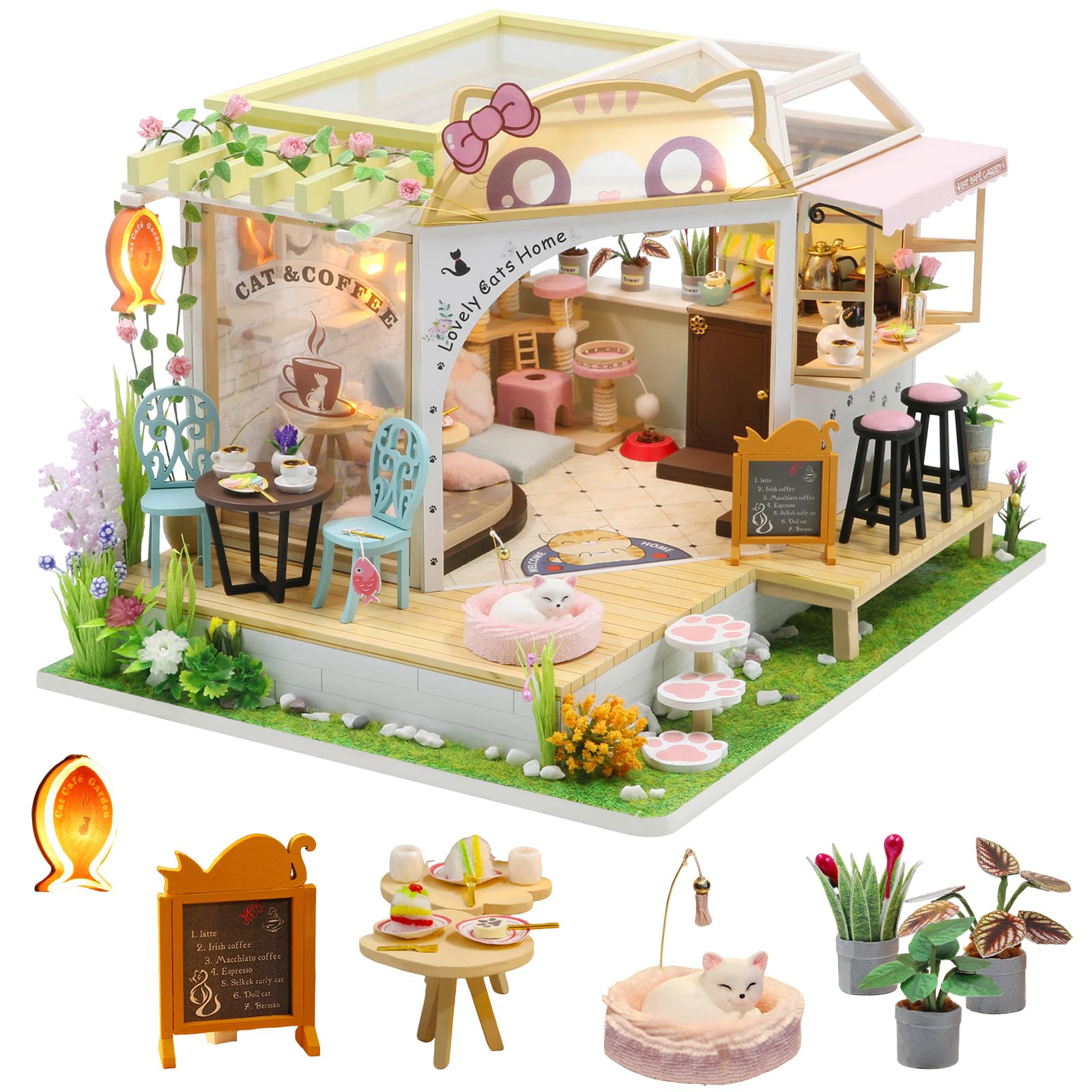 Amazon.com: CUTEBEE Dollhouse Miniature with Furniture, DIY Wooden
