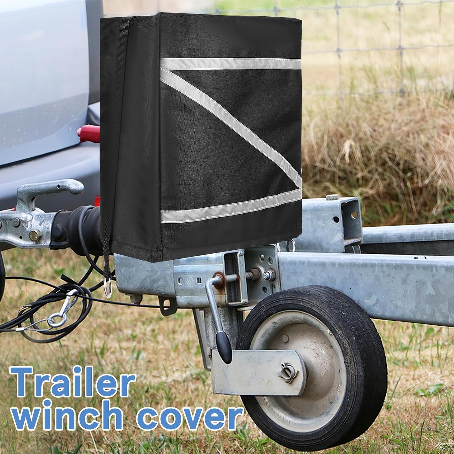 Oxford Cloth Electric Trailer Tongue Jack Cover Protective Sleeve for Rv and Camping Trailer Accessories Compact Design for Travel and Outdoor Use