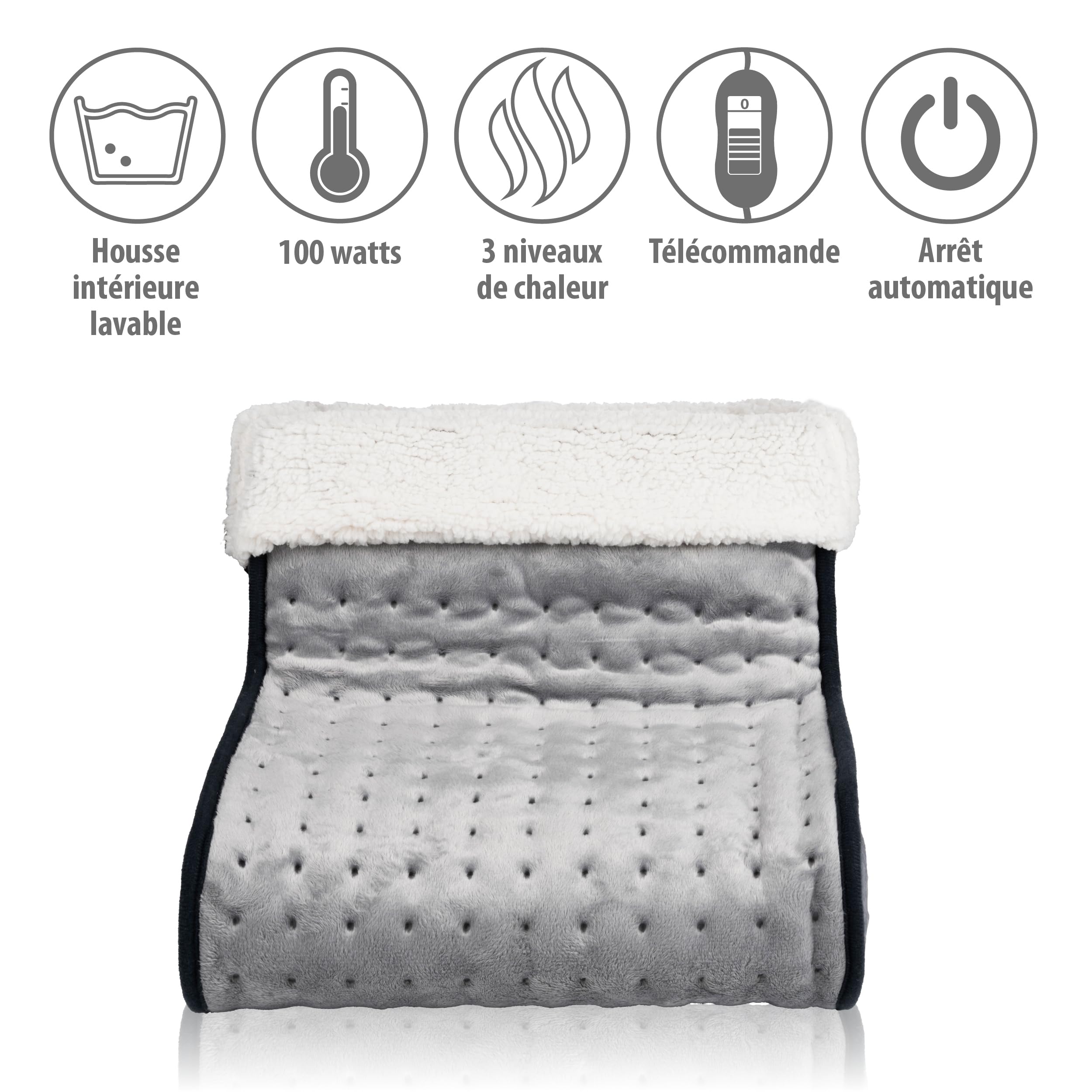 alpina Chausson Chauffant Electrique - Chauffe Pied Electrique Protection Contre la Surchauffe - Chaussons Chauffants Housse Intérieure Lavable - Bouillotte Pied 3 Réglages de Chaleur - Gris