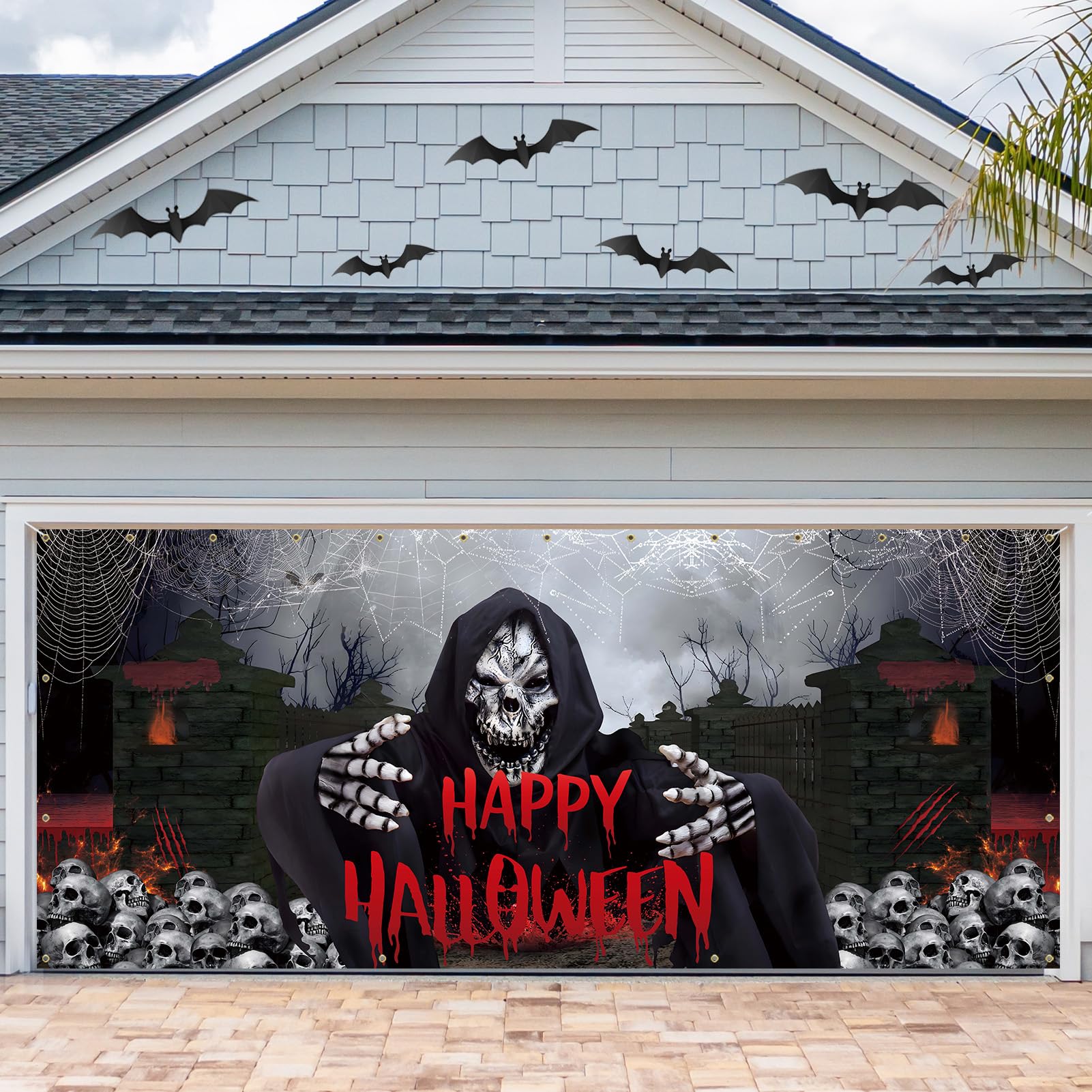 Snapklik.com : Halloween Garage Door Decorations, 7x16 Ft Halloween ...