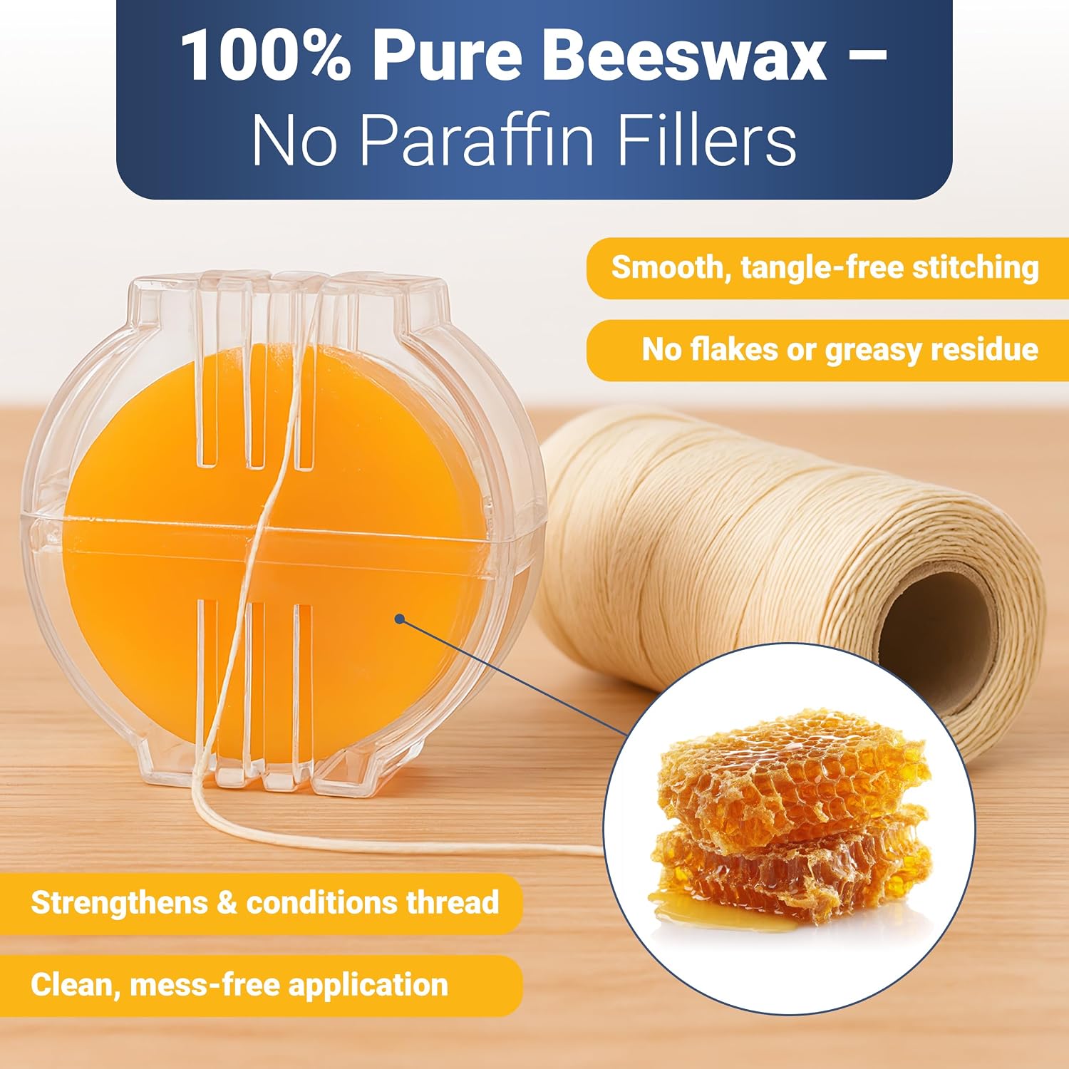 Thread Wax and Thread Conditioner - Contains Beeswax for Sewing and Gloss Threads Waxer. Magic Conditioner for Hand Sewing Embroidery. Hand Quilting Supplies to Strengthen and Reduce Knots